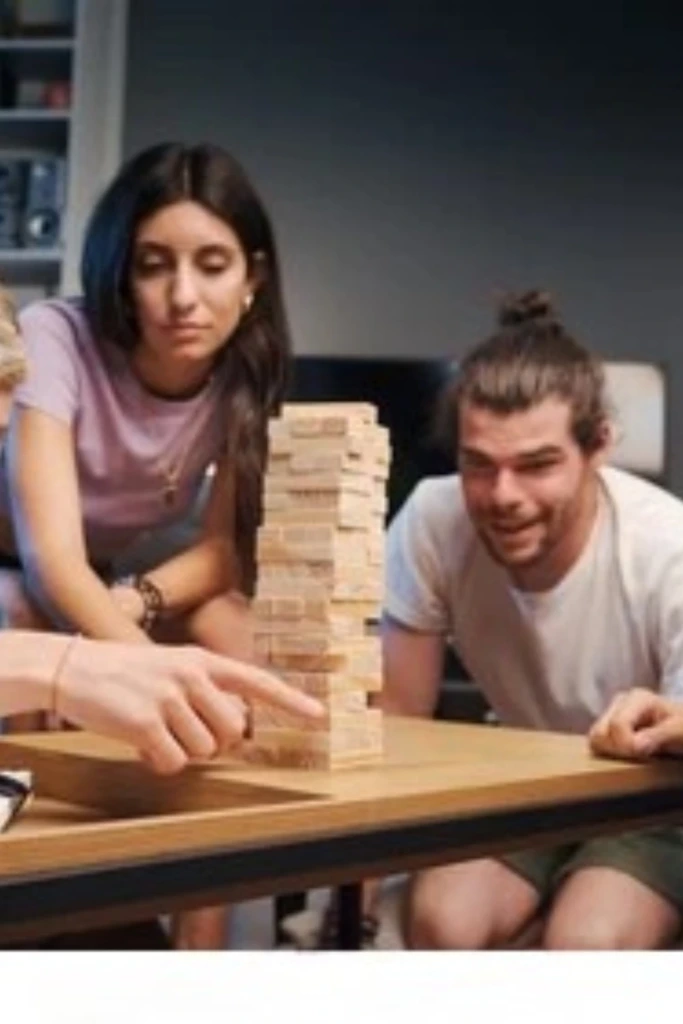 Jenga Tower Challenge with Soft Ambient Light