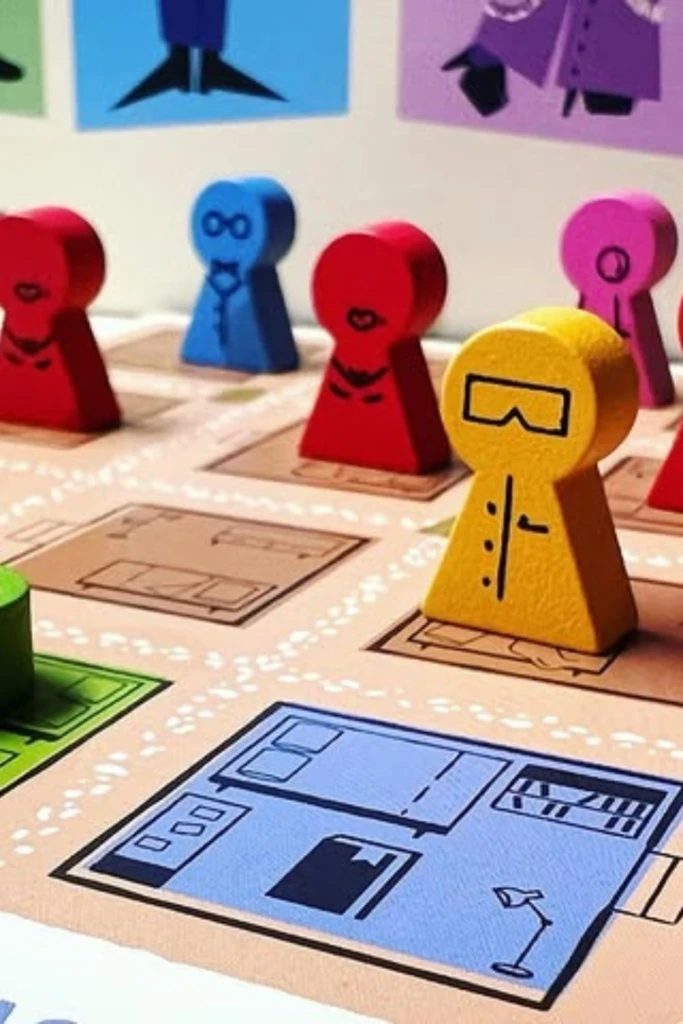 Strategy Board Pieces with Bright Table Light