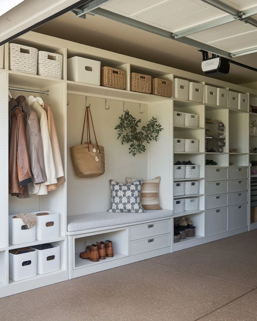1. Built-In Mudroom Garage Wall