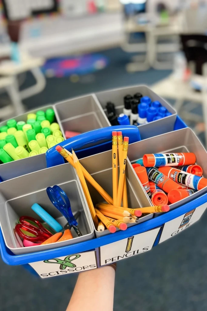 Easy Homework and School Supply Stations