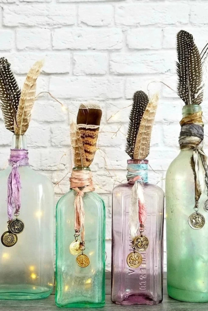 Boho Feather Bottles