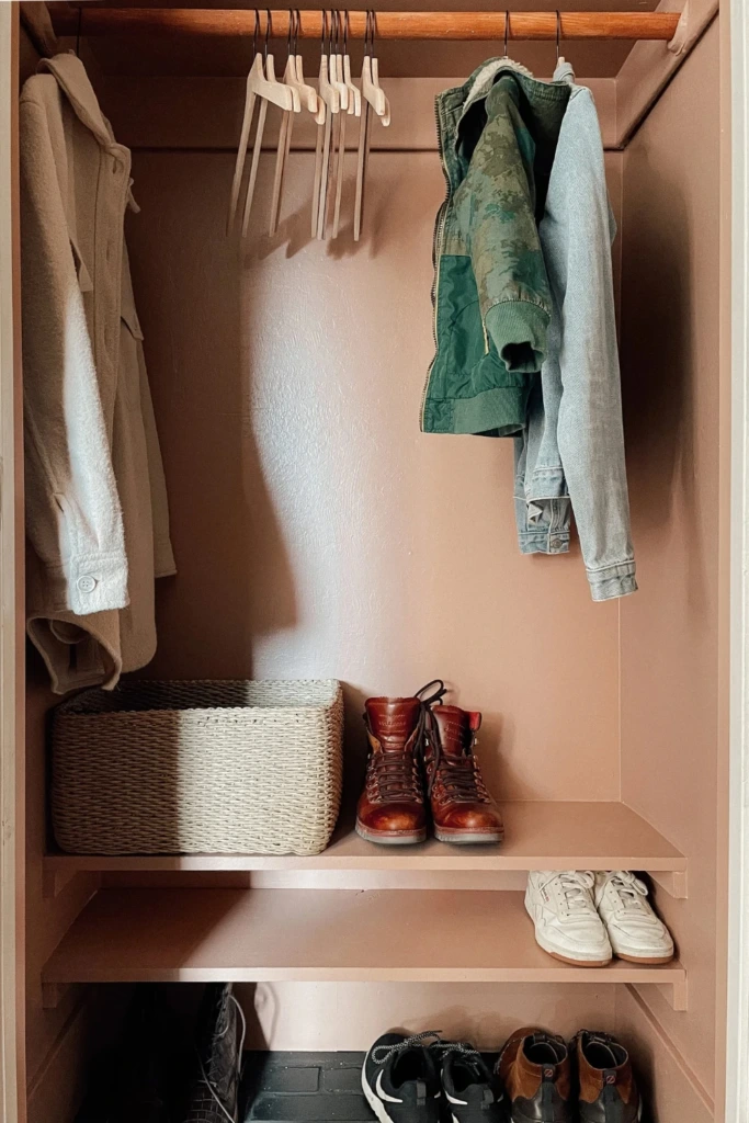 Warm Minimal Closet Setup