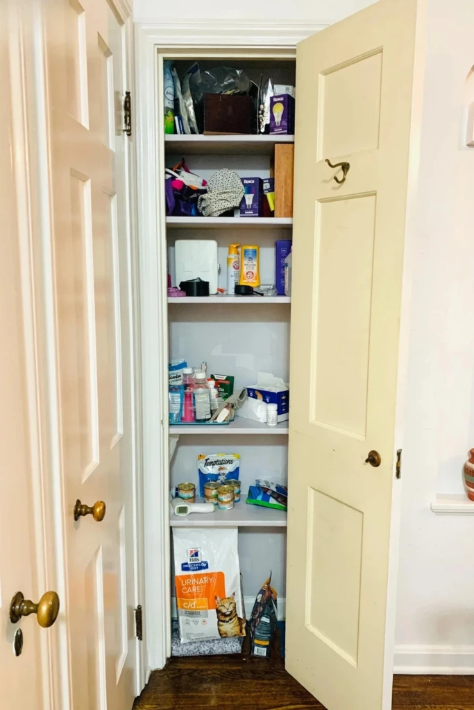 Cluttered Closet Before the Reset