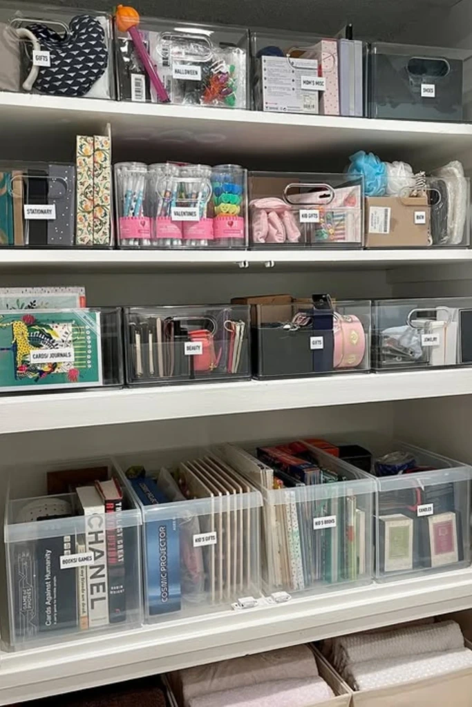 Clear Bin Categorized Closet