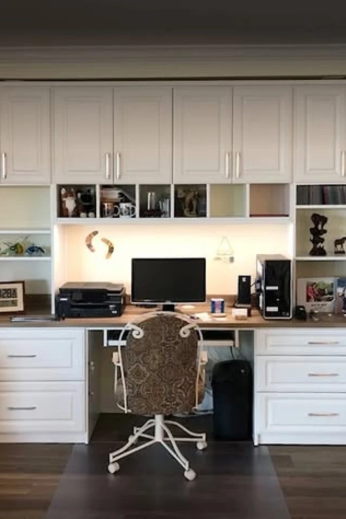 Full-Wall Office Unit with Built-In Lighting