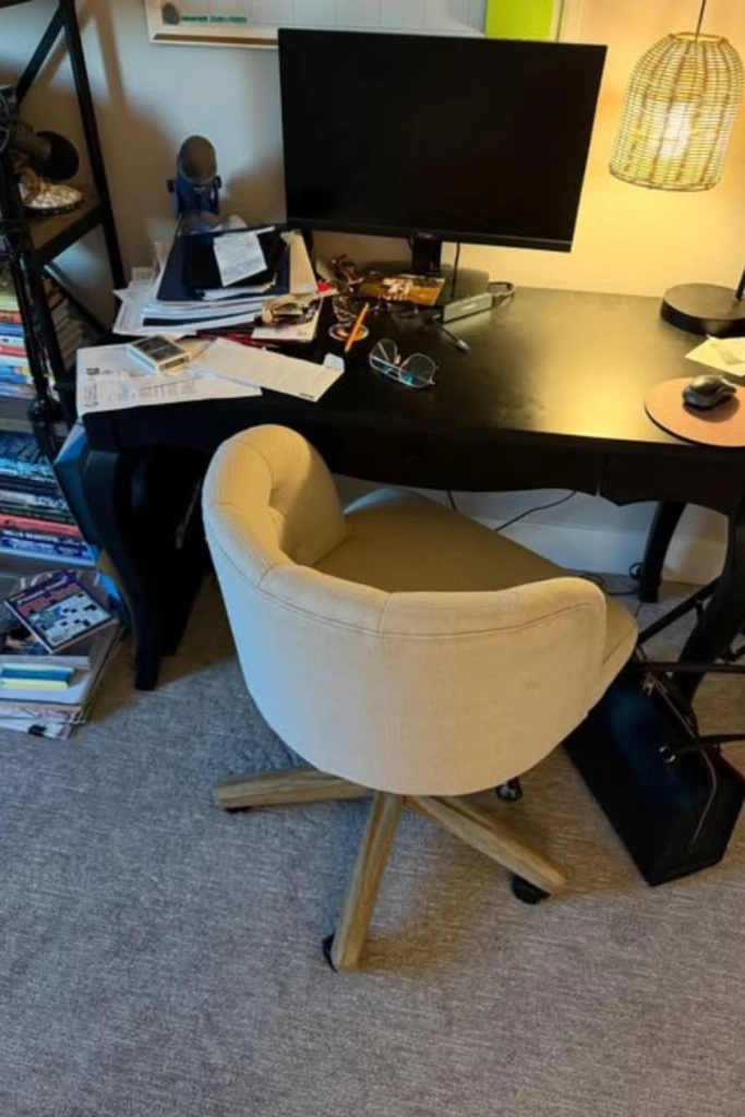 Small Workspace Reset with Warm Lighting