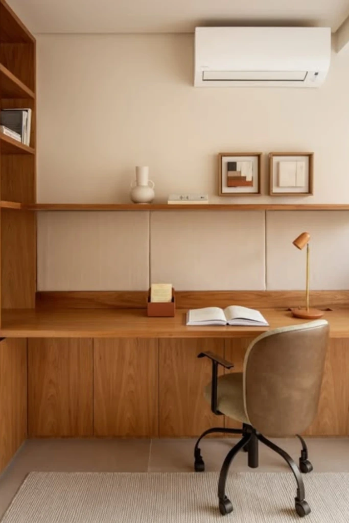 Built-In Minimal Desk with Tonal Layers