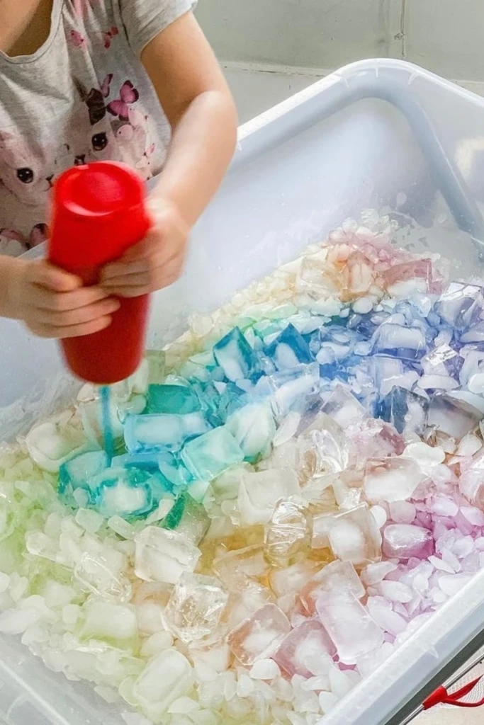 Ice & Color Sensory Bin
