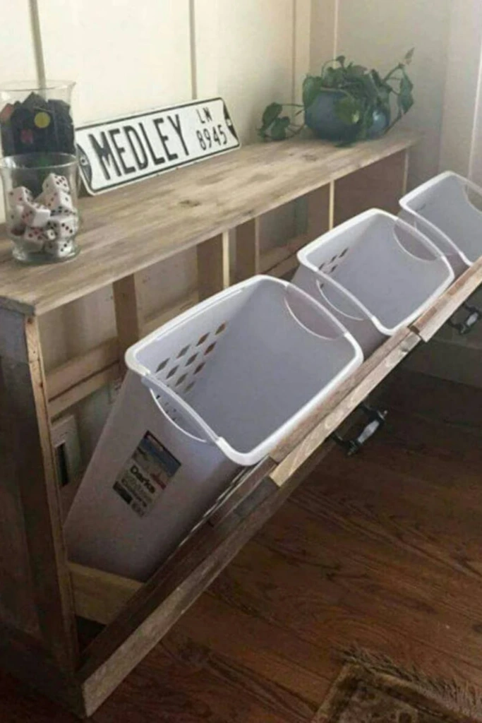 Tilt-Out Bench Storage