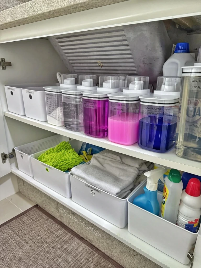 3. Under Sink Detergent Storage with Clear Pump Dispensers