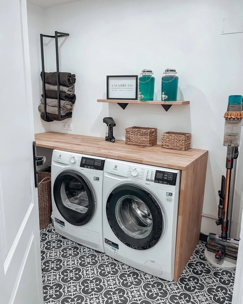 16. Pale Sage Built-In Pantry with Backlit Detergent Shelving