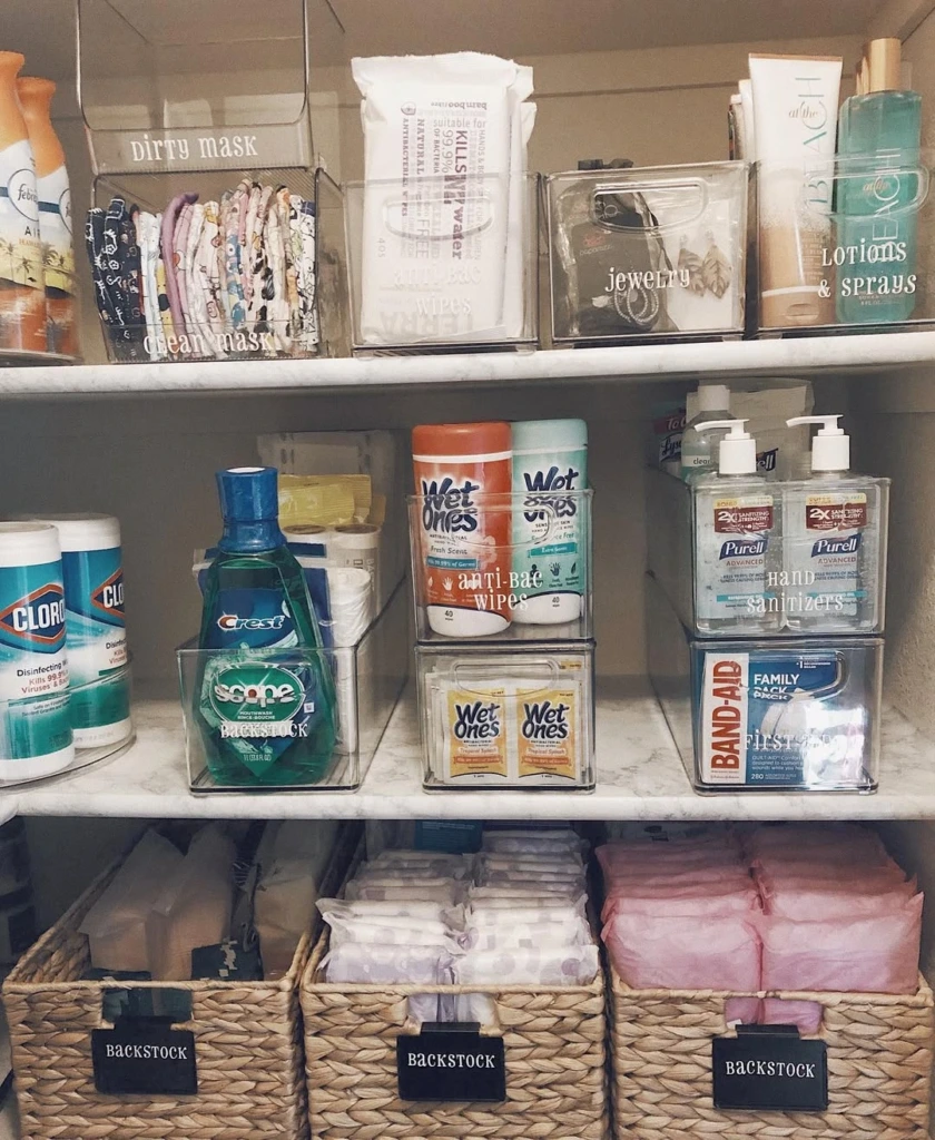 18. Top-Load Laundry Closet with Hanging Rod and Tiered Shelving