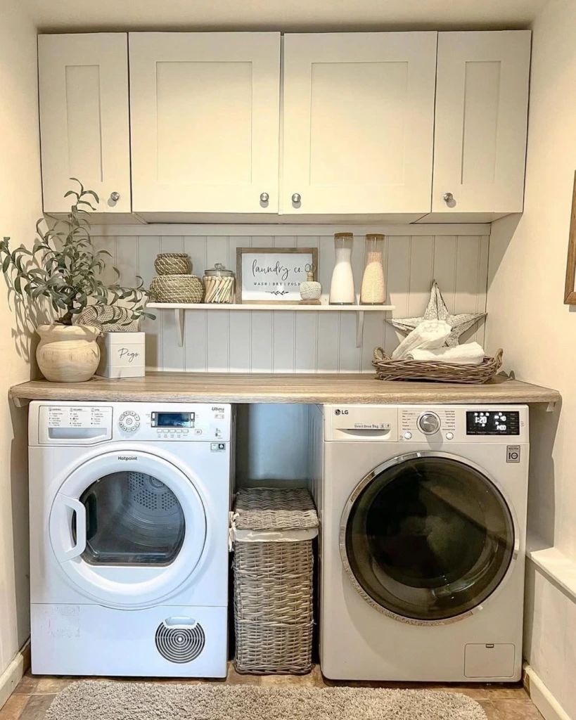 20. Cottage Laundry with Decanted Detergent and Country Styling