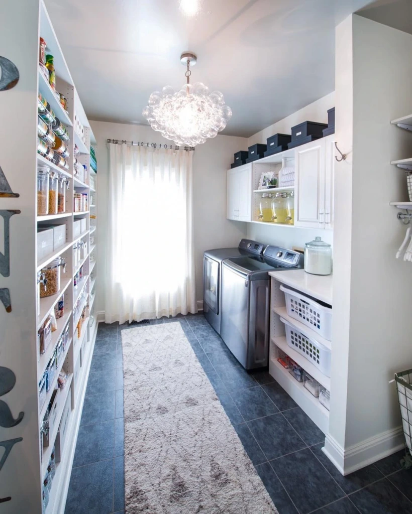 5. Pantry Laundry Room With Chandelier