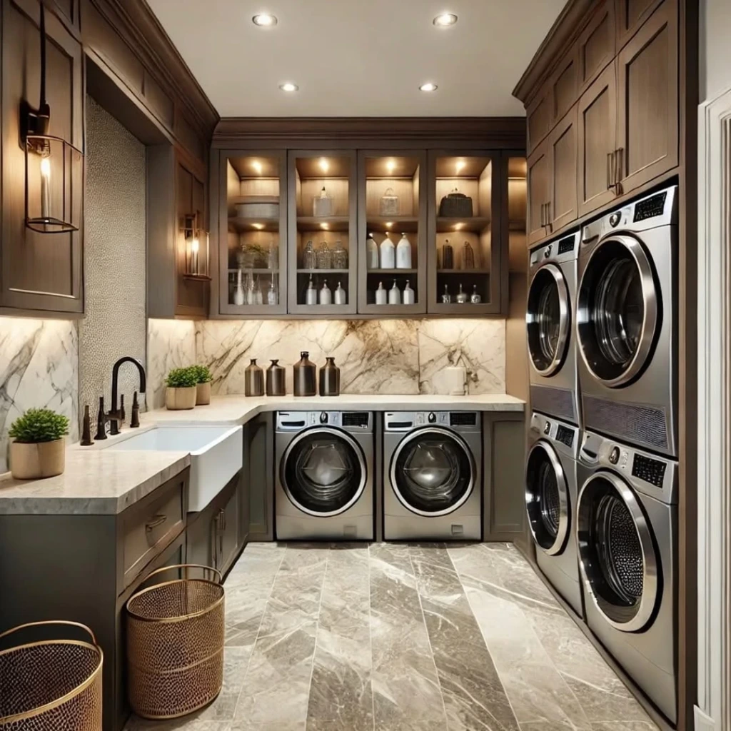 17. Dark Walnut Luxury Laundry Room