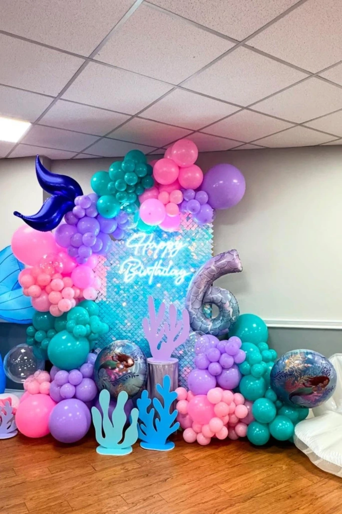 Mermaid Balloon Wall with Shell Accent
