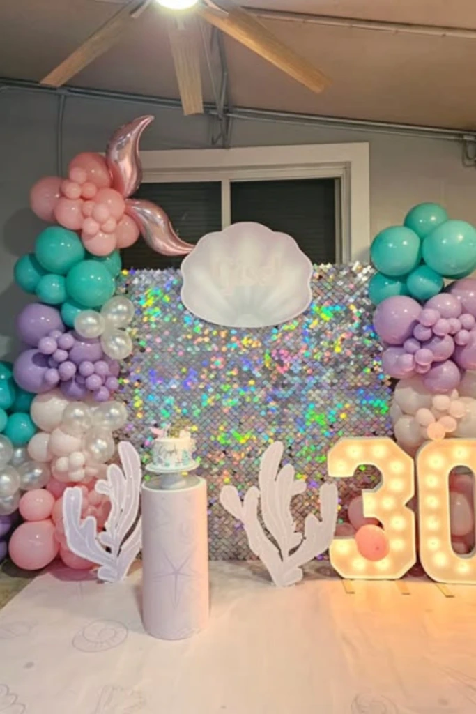 Mermaid Glam Backdrop with Light-Up Numbers
