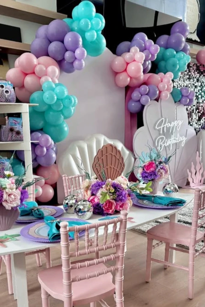 Mermaid Dining Table with Balloon Arch