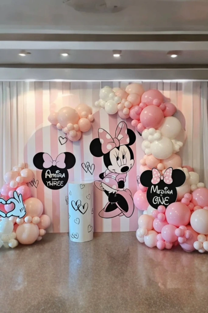 Pink Striped Minnie Arch Display