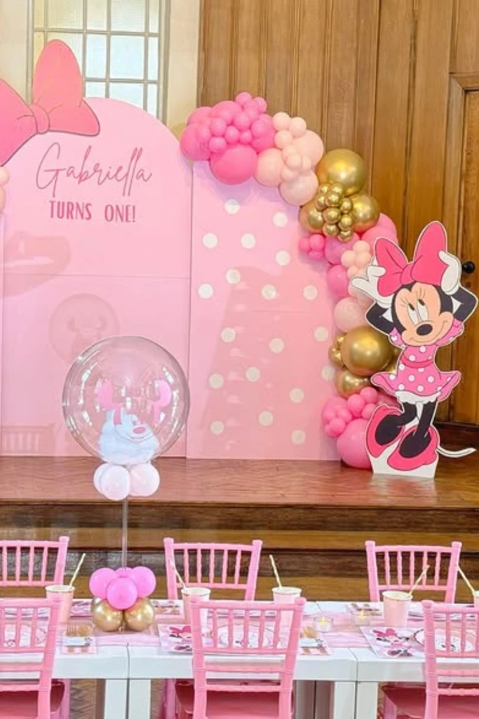 Minnie Party Stage with Gold Accents