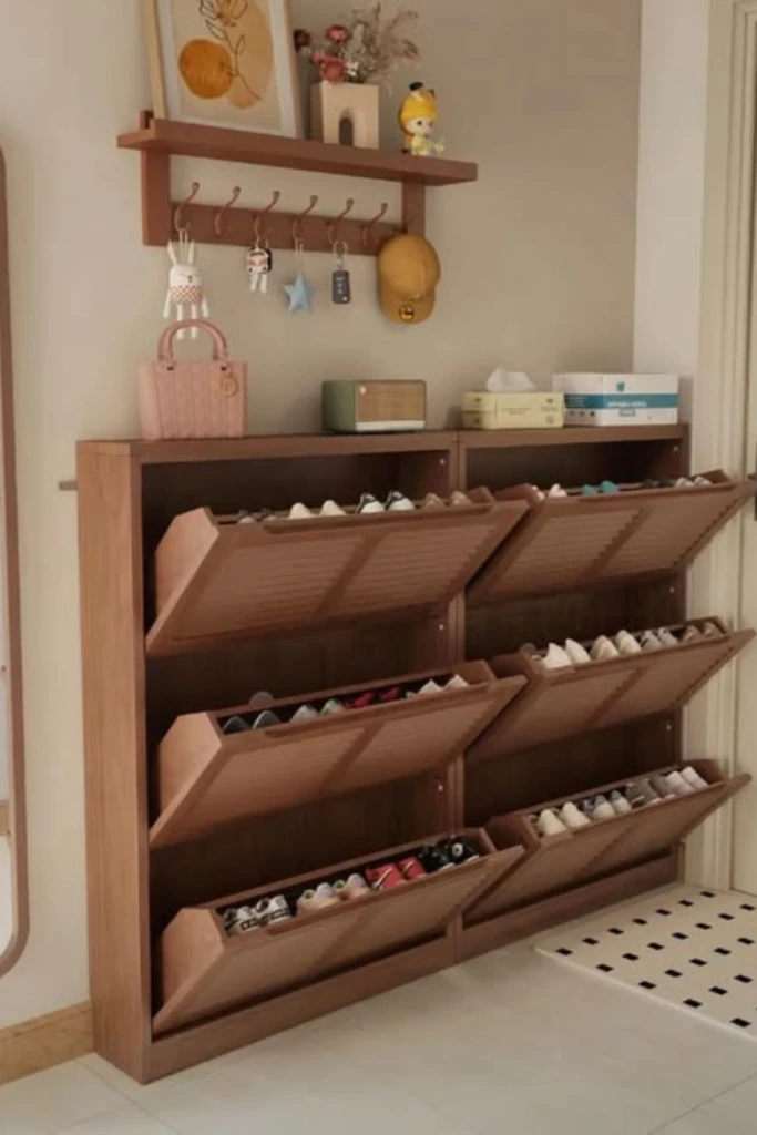 Flip-Down Shoe Cabinet