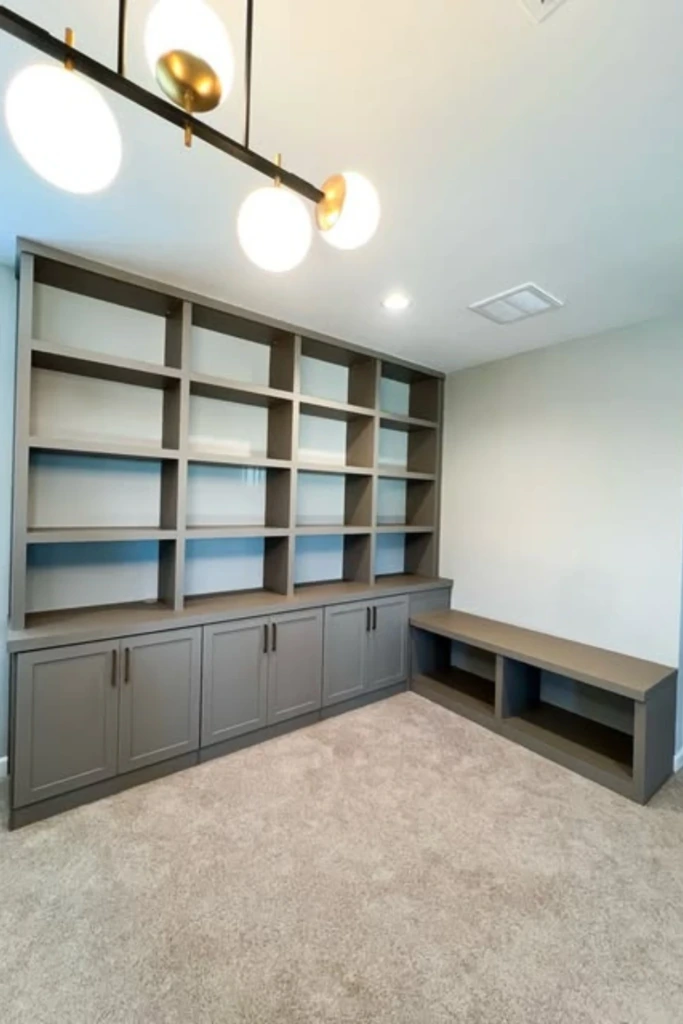 Gray Built-In Wall with Side Bench