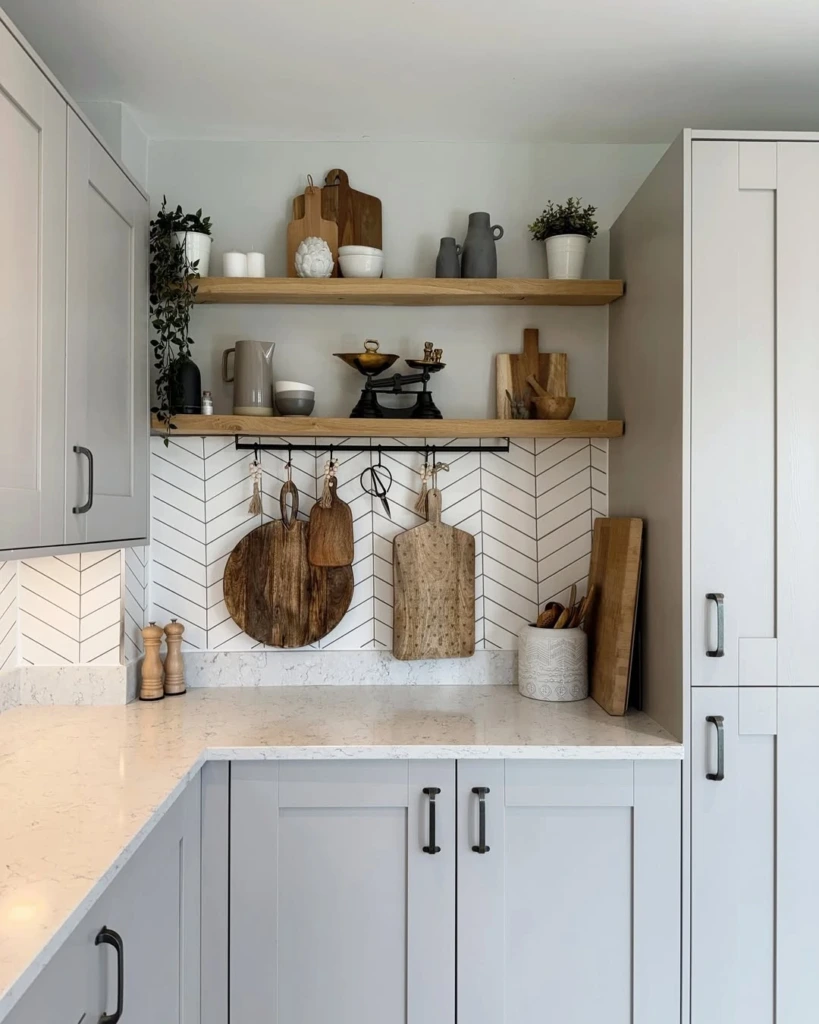 9. Clean Modern Shelves with Wood Accents and Texture