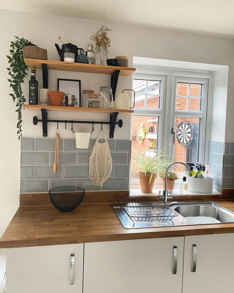22. Industrial Bracket Shelving with Window Light