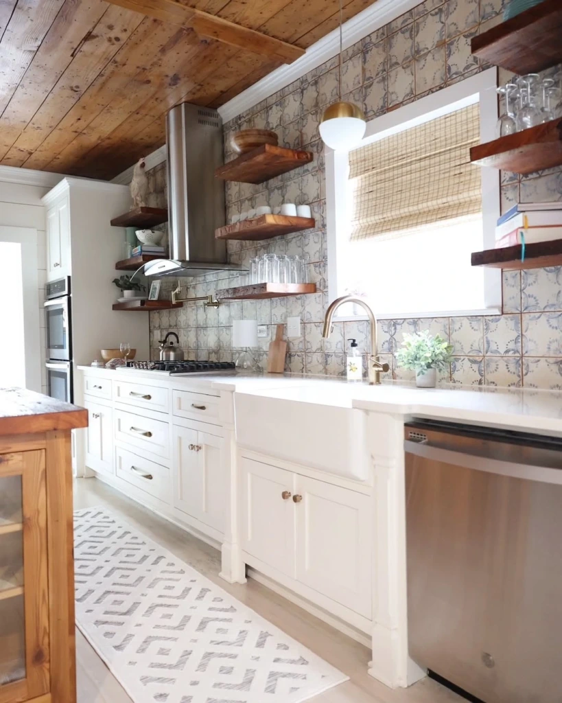 25. Rustic Shelf Layers with Vintage Character