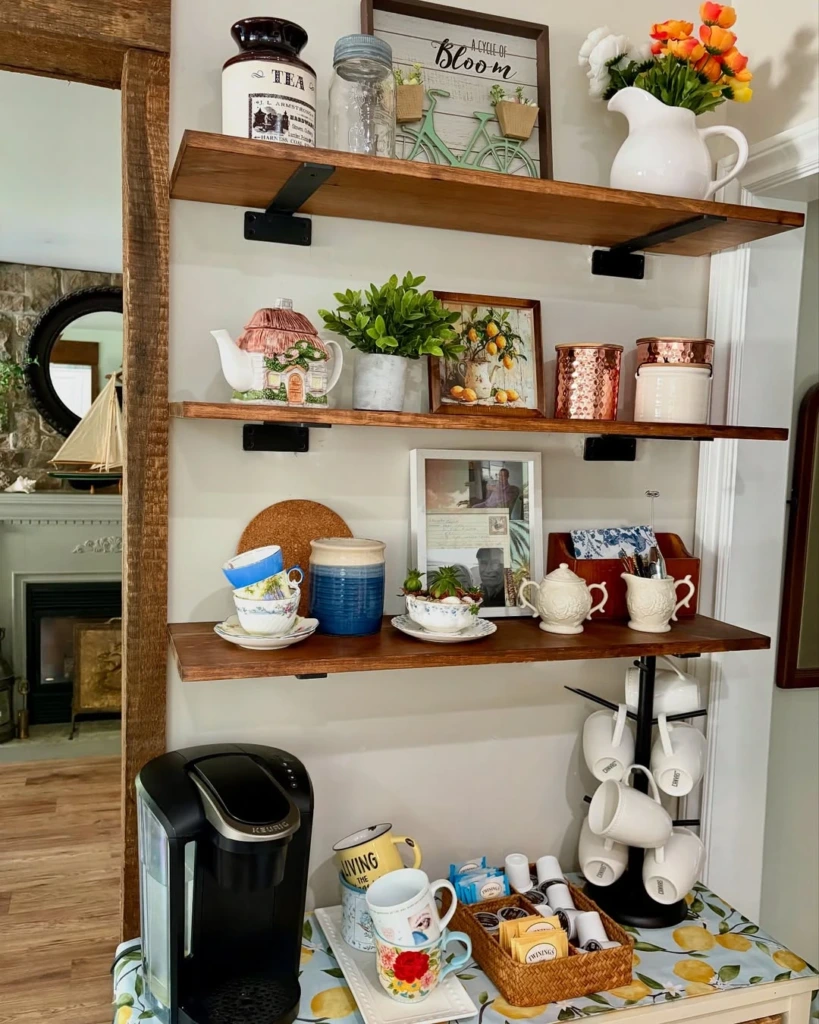 26. Charming Display Shelves with Cottage Personality