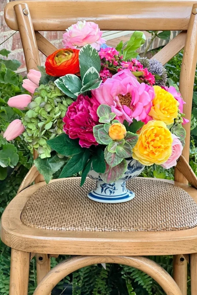 1. High Pedestal Bowl with Mixed Flowers