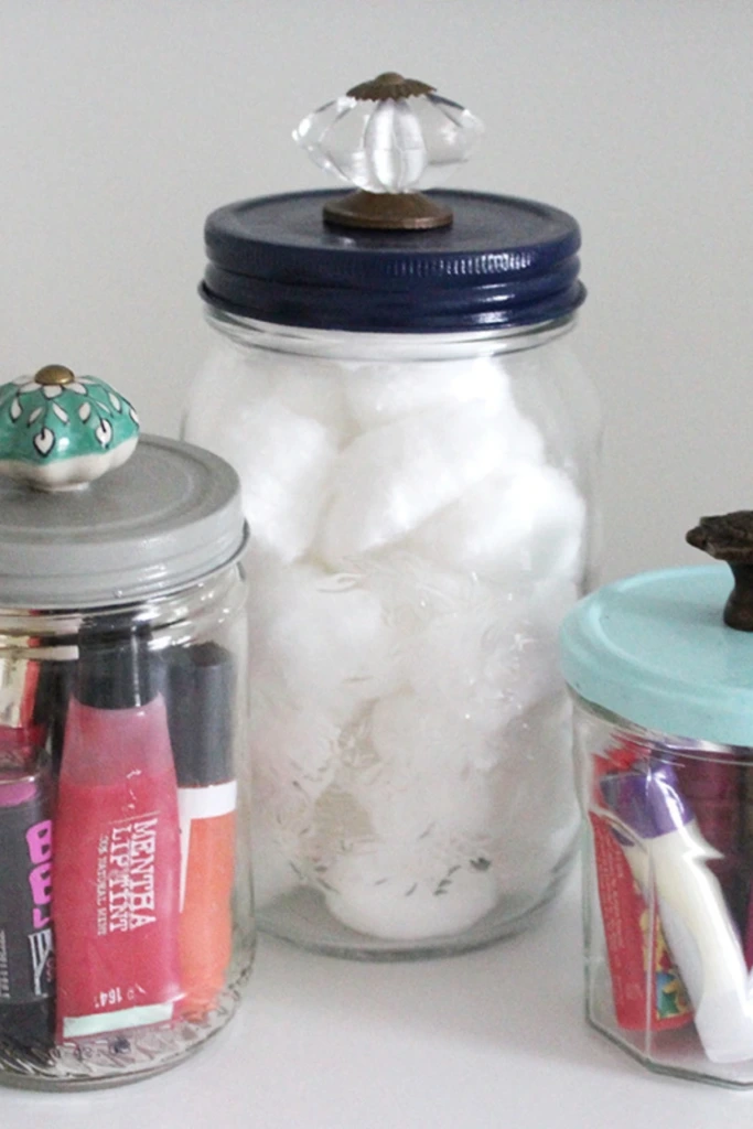 7. Mason Jars in an Unpainted Drawer