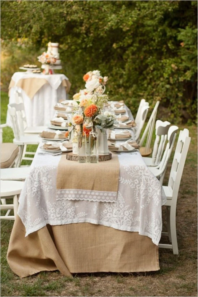 24. Rustic Burlap and Lace