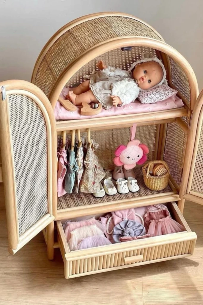 Rattan Doll Wardrobe