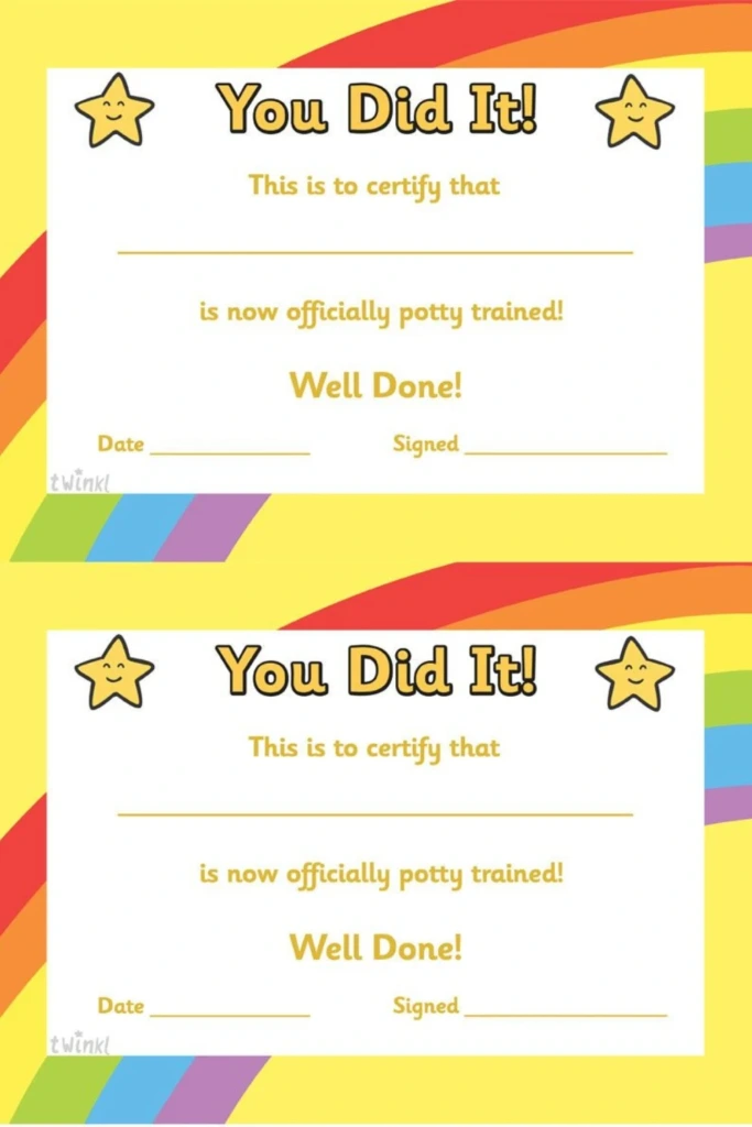 Potty Training Certificates