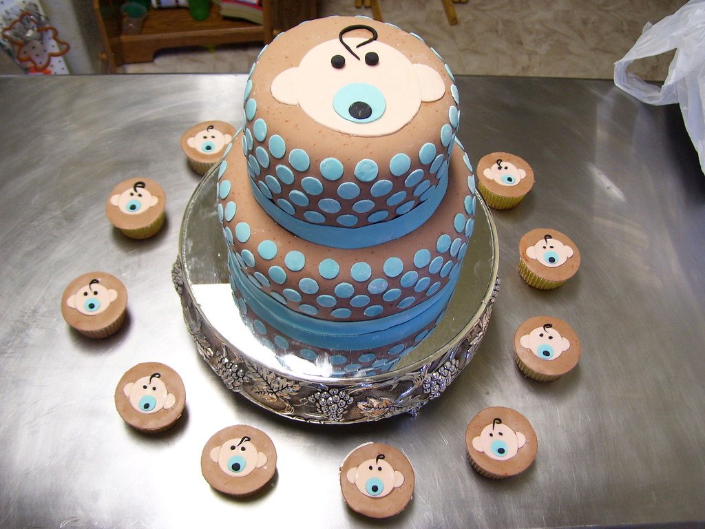 Baby shower cake and cupcakes