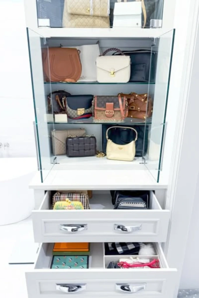 Glass Display with Storage Drawers