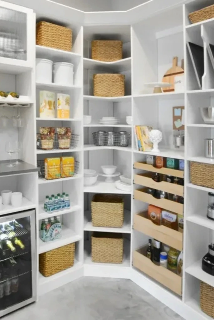 Corner Pantry with Mixed Storage and Beverage Zone