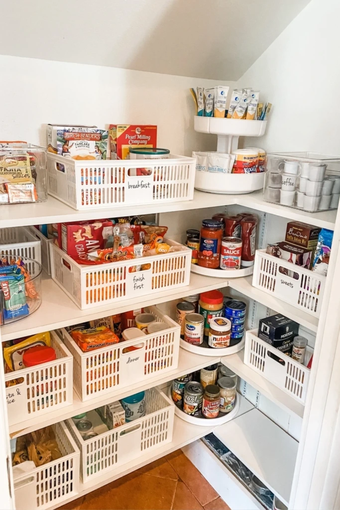 Under-Stair Pantry with Labelled Bins and Turntables