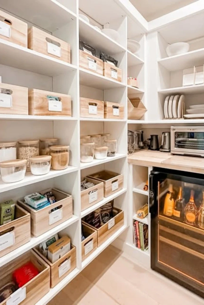 Wooden Box System for a Clean, Natural Pantry