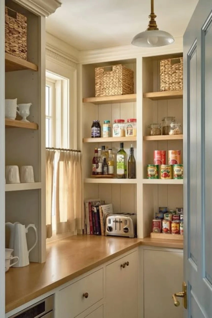 Cozy Pantry Nook with Natural Light and Warm Tones