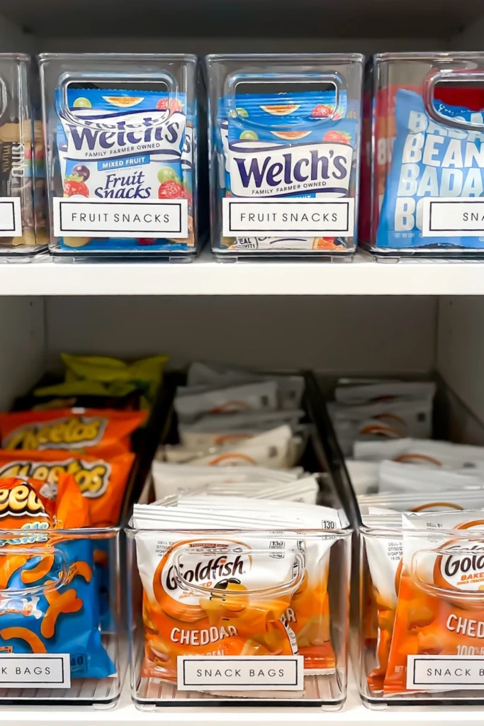 Labeled Snack Bins