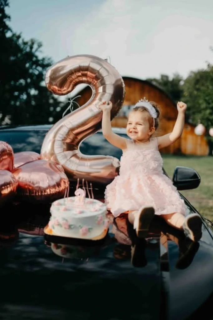 Outdoor Car Celebration with Number Balloon