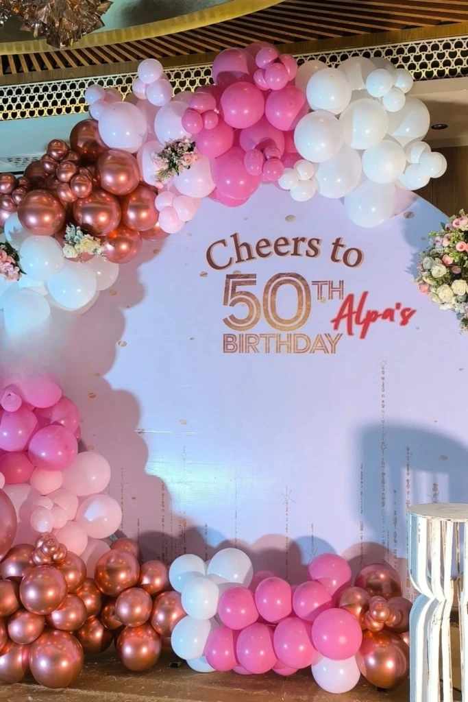 Pink & Rose Gold Balloon Backdrop