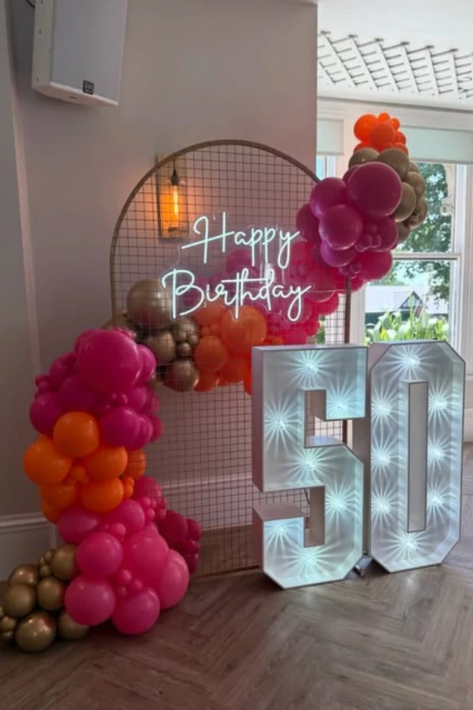 Neon Grid Balloon Arch