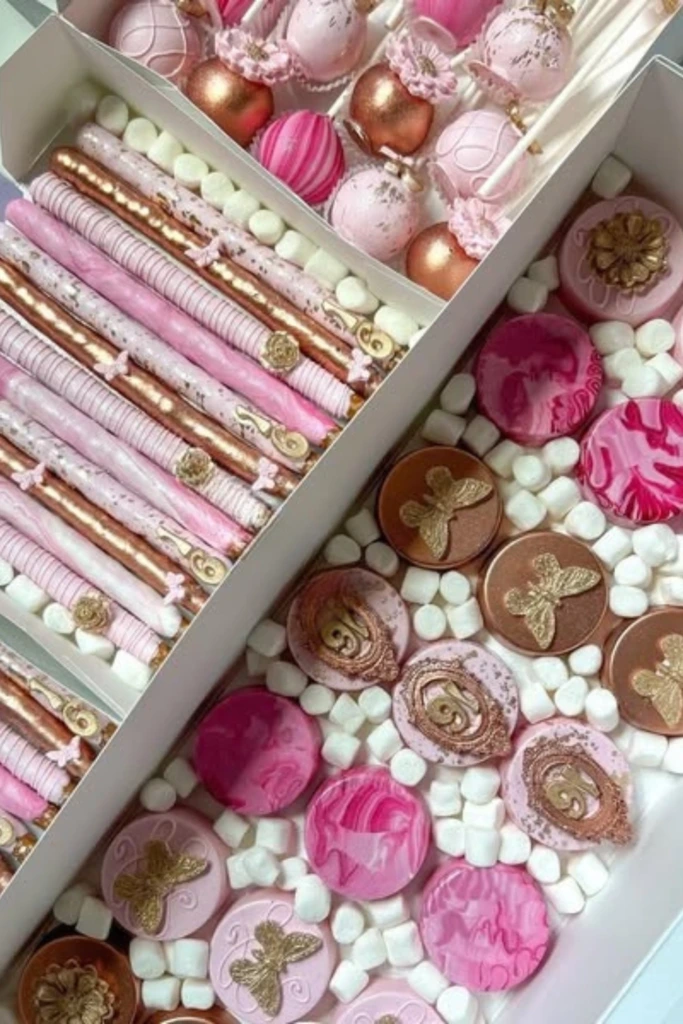 Luxury Pink and Gold Dessert Box