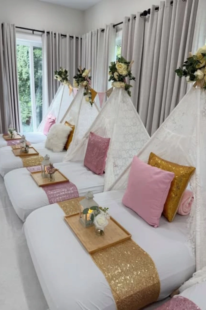 Indoor Teepee Sleepover Setup