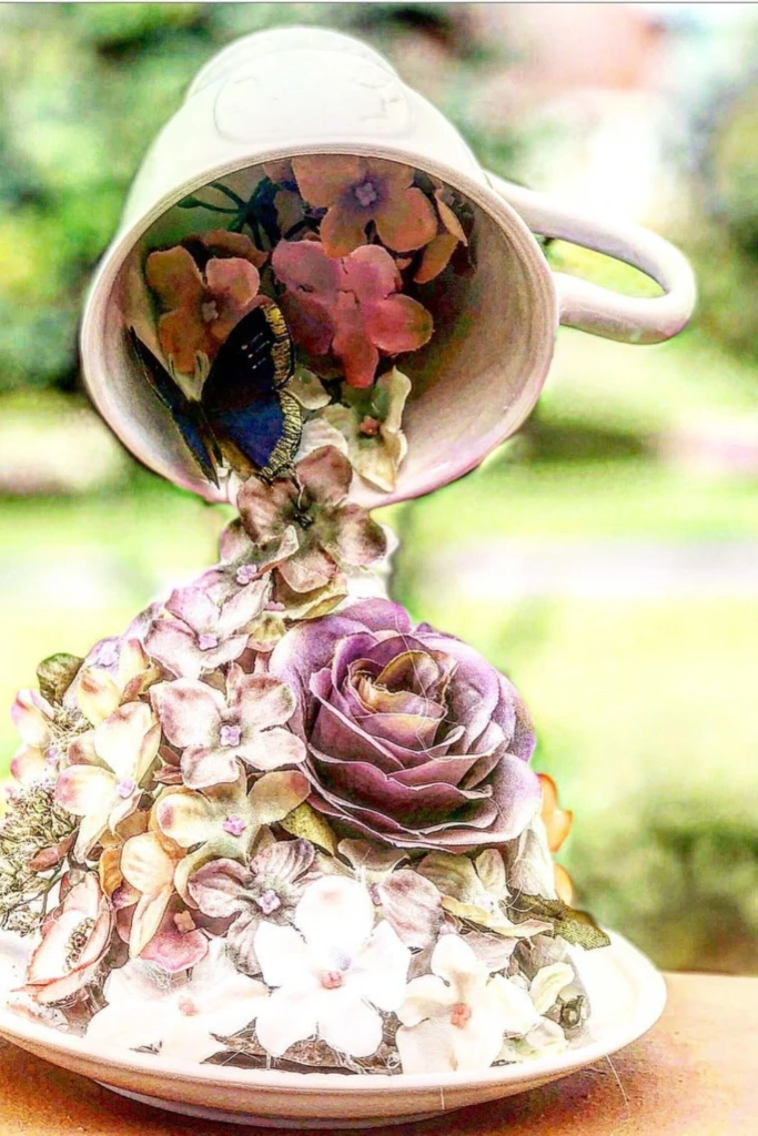 Floating Teacup Floral Décor