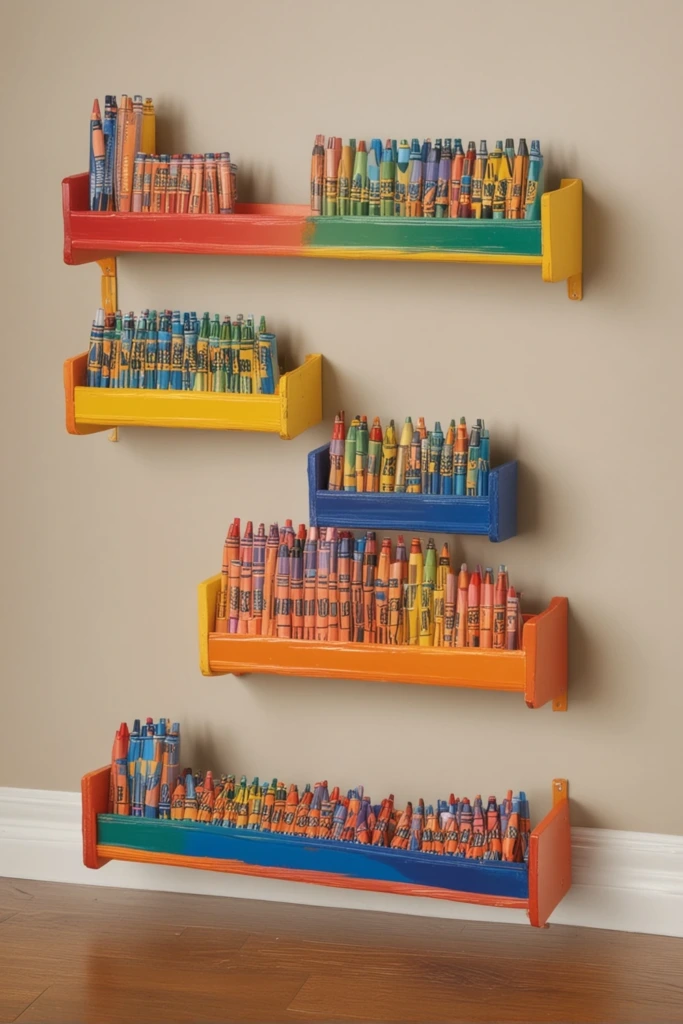 Three-Tier Crayon Shelves