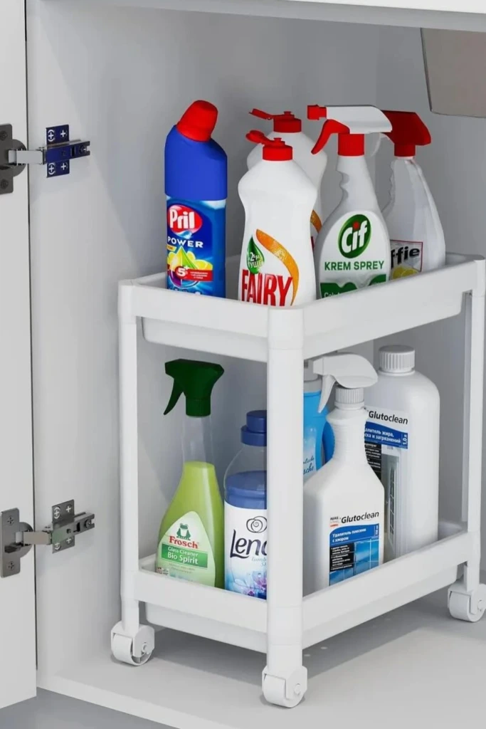 Rolling Two-Tier Cart for Cleaners